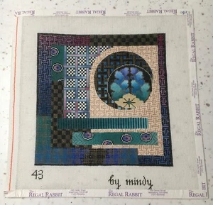 REDUCED AGAIN!  VTG Japanese Quilt #43  Hand Painted NP Canvas by Mindy - 18 Ct. - Picture 1 of 2