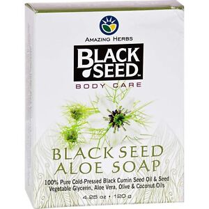 Amazing Herbs Black Seed Aloe Bar Soap with Pure Black Cumin Seed Oil 4.25 Ounce