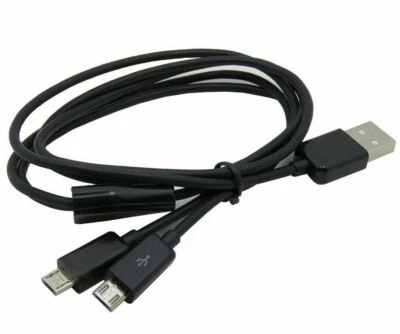 USB-A 2.0 Male to Dual 2 Micro 5 Pin Male Splitter Charging Data Cable Cord 1m  - Image 1 of 4