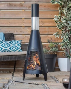 64" Outdoor Chiminea Fireplace Patio Fire Pit Wood Burning Heater with Poker USA - Picture 1 of 14