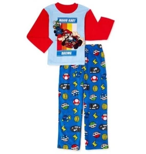 MARIO KART Pajamas Boys 6 NEW L/S Shirt Fleece Pants 2 piece Mario Pjs Set NWT - Picture 1 of 6