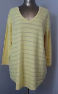Neu mit Etikett Eight Eight Eight Eight gelb V-Ausschnitt Damen-Top 1X Brustumfang 46 3/4-Ärmel 223-31159 - Bild 1 von 6