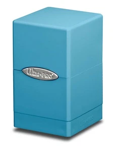 Light Blue Satin Tower Deck Box [NEW] Gaming Trading Playing Card Holder Magic - Picture 1 of 2