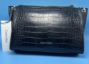 Calvin Klein Reyna Crossbody, Black Crocodile - Picture 1 of 4