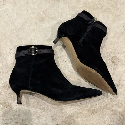 Sapatos femininos Talbots 6 M preto Dakota tornozelo botas camurça fivela com zíper - Imagem 1 de 4