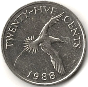 Veinticinco centavos 1988 ~ Bermudas ~ B-10191 - Imagen 1 de 4