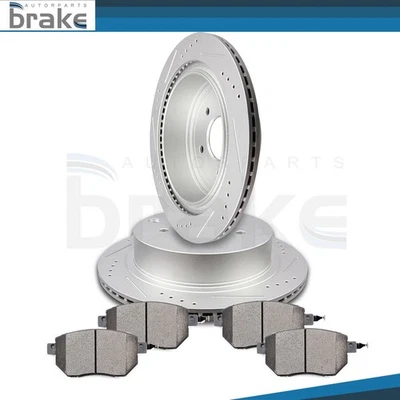 Rotores de freno traseros perforados y ranurados pastillas de cerámica para Infiniti FX35 FX45 2003-05 Foto 1 de 4