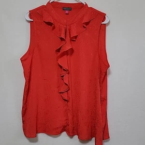 Blusa para mujer Vince Camuto con volantes cuello en V, roja, XL, usada - Imagen 1 de 9