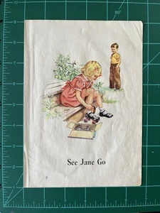 Vintage Dick and Jane Book Page Framed Classic Childhood Wall Art - Picture 1 of 2
