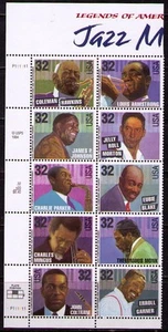 Ee. Uu. Ee.uu. Sc# 2992a MNH FVF Pl # Bloque Jazz Músicos - Imagen 1 de 1