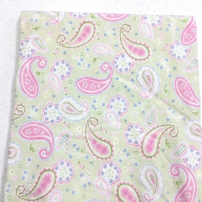 Pottery Barn Kids Duvet Cover Twin Size Bedding Paisley Pink & Green Cotton - Image 1 of 4