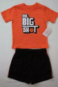Boys 2 Piece Set Size 24 Months Outfit T Shirt Shorts Basketball Sports Big Shot - Picture 1 of 2