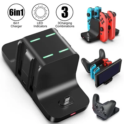 EEEKIT 6-in-1 Charging Dock Charge Stand Station for Nintendo Switch Joy-Con Controller
