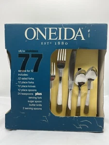 Oneida 18/0 Acciaio Inox 77 Pezzi per 12 Persone Set NUOVO - Foto 1 di 8