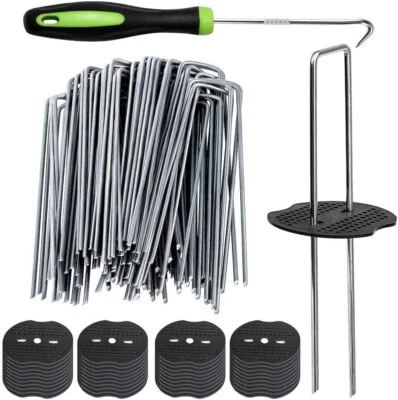 Tappetino antierbacce membrana picchetti + picchetti rondella tampone perni zincati a forma di U