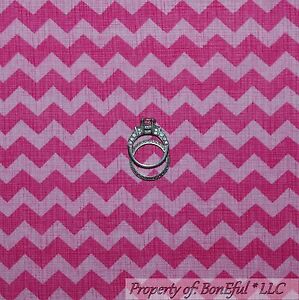 BonEful Fabric FQ Cotton Quilt VTG Pink STRIPE Baby Girl Chevron Calico Blender