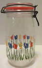 Vintage Arc France R. Carman 1.5 L Glass Jar Canister Container Tulip Pattern