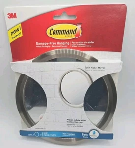 3M BATH35-SN-ES Command Satin Nickel Metal Bath Mirror. New in Packaging - Picture 1 of 3