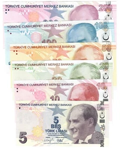 FULL SET Turkey (Turkiye) 5, 10, 20, 50, 100 & 200 Lira 2009 UNC - Picture 1 of 1