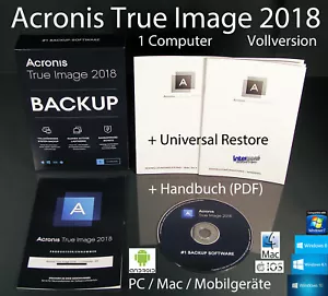 Acronis True Image 2018 Vollversion 1 PC/Mac Box, CD + Universal Restore OVP NEU - Bild 1 von 11