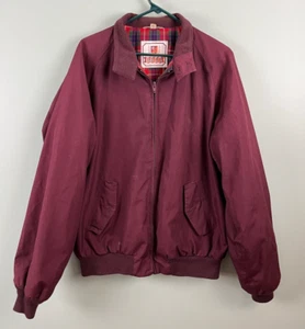 Vintage Baracuta Jacket Sz 44L Burgundy Red Flannel Lined Bomber Coat Harrington - Picture 1 of 15