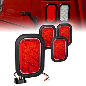 4pc Red 5" x 3" Rectangular LED Tail Light DOT 80 Inch Trailer Tow Truck - Picture 1 of 8