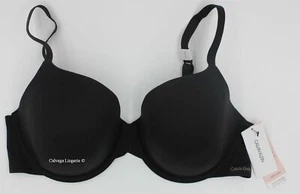 NWT Calvin Klein F3837 "Perfectly Fit" T-Shirt Microfiber Padded Bra Black 32DDD - Picture 1 of 7