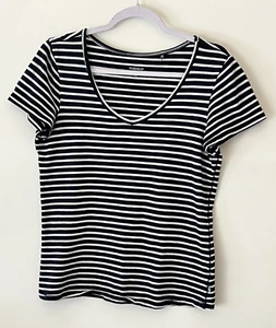 Toad & Co T-Shirt Womens Medium Blue Striped Organic Cotton Short Sleeve Tee - Picture 1 of 10
