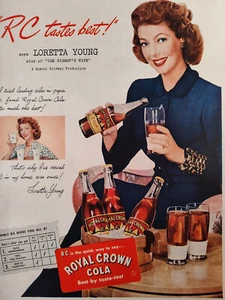 1948 LIFE Ad Reklame ROYAL CROWN COLA Starring LORETTA YOUNG! - Bild 1 von 1