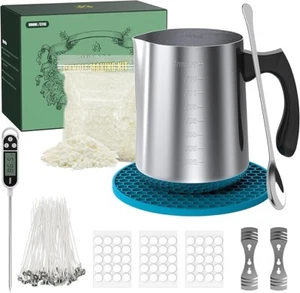 DIY Soy Candle Making Kit for Adults 900ml Steel Pot Natural Wax Wicks - Picture 1 of 7