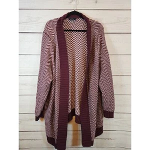 Lane Bryant Womens Red Herringbone Long Sleeve Open Front Cardigan Sweater 22/24 - Picture 1 of 6
