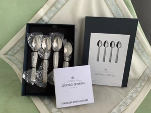 4 Georg Jensen Kaffee / Tee-Löffel Dekor Benadotte Collection, Stainless Steel - Bild 1 von 12