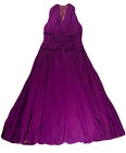 AJ BARI VINTAGE DRESS Sz 14 Shift Sleeveless Purple V Neck Long Fitted Waist