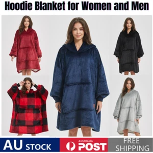 Sherpa & Fleece Wearable Blanket Hoodies Oversized Hoodie Blanket for Women Men - Picture 1 of 41