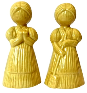 Vintage ROB ROY Keramik gelb Cornhusk Puppen SALZ & PFEFFER Set/Erntedankdekor - Bild 1 von 12