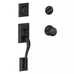 SCHLAGE Addison Maniglia Monocilindrica Manopola Georgiana Bronzo Nero F60 ADD 622 - Foto 1 di 7