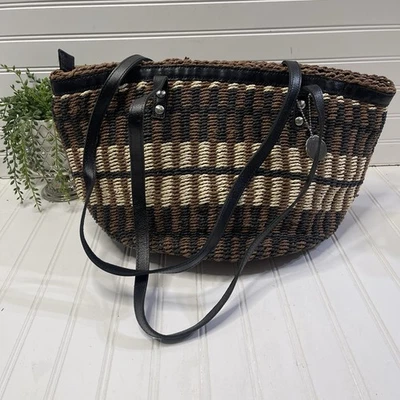 Bolso de Mano Patricia Nash Tejido Sellia Chocolate Negro Tejido Paja  Foto 1 de 4