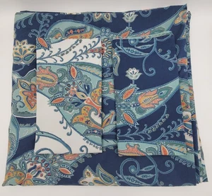 Pottery Barn LEAH PAISLEY Duvet Cover QUEEN FULL/ (2) Euro Shams Blue Reversible - Picture 1 of 10