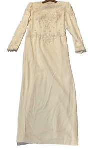 Vintage Landa Damen Off White Kleid Brautkleid Größe 10 Perlen Pailletten. Größe 10 - Bild 1 von 13
