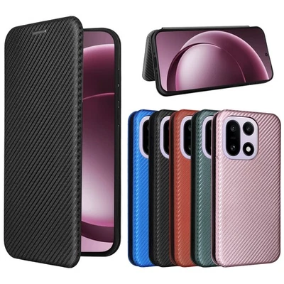 Carbon Fiber Skin Flip Leather Wallet Protection Case For OnePlus 15 5G - Image 1 of 4