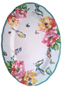 Serving Tray Melamine -Birds Flowers -Large Platter 18 x 13 1/4 House & Garden - Picture 1 of 5