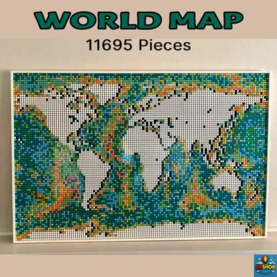 Hágalo usted mismo Arte Mapa del Mundo Mosaico Bloques de Construcción 11695 Ladrillos Arte de Pared Conjunto de Exhibición Adulto Foto 1 de 4