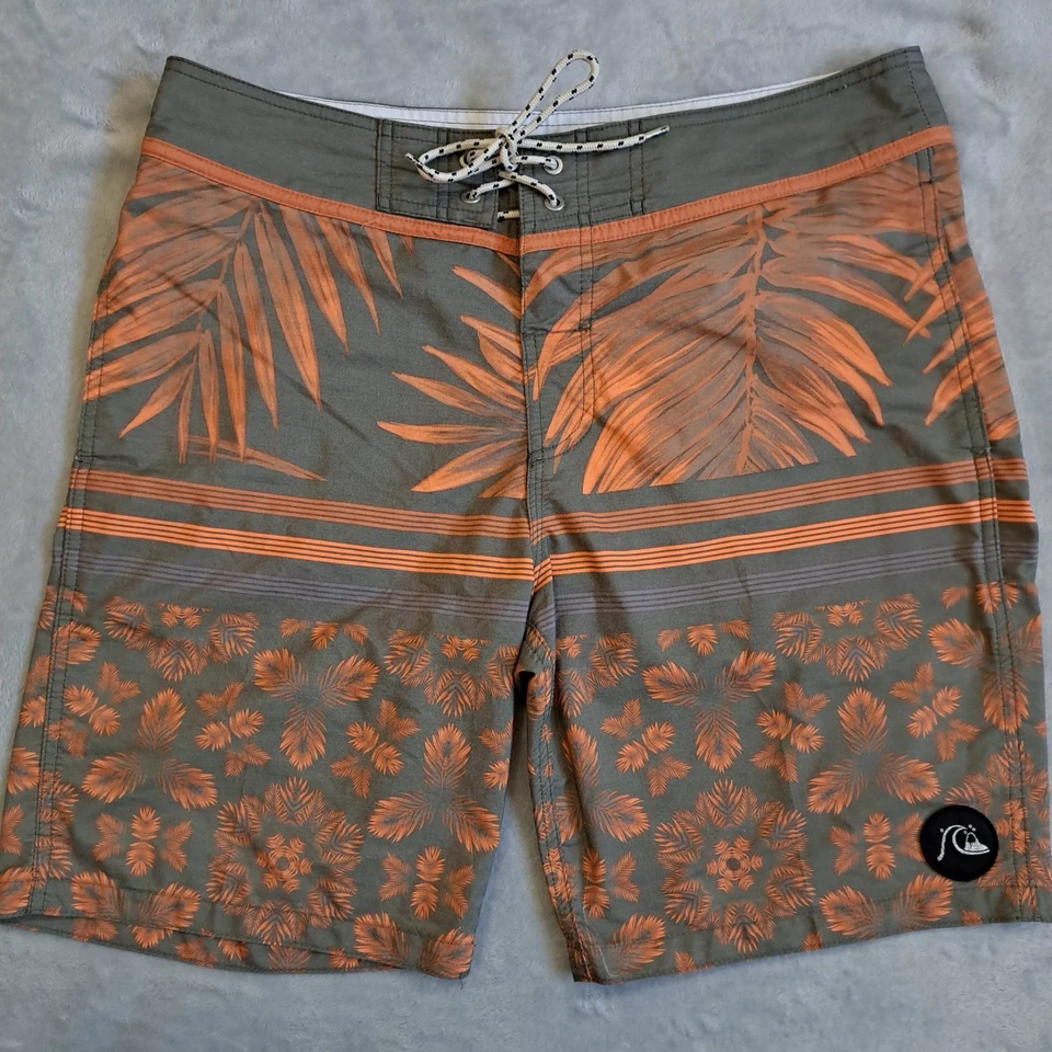 Quiksilver мужчин купальный костюм 33 оранжевый логотип грузовой шорты коньков серфинга пляж вибрации - Изображение 1 из 4
