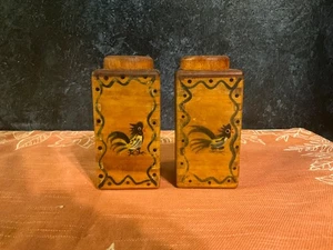 Vintage Specht Holzwaren handbemalt HAHN Salz und Pfefferstreuer - JAPAN - Bild 1 von 6