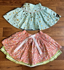 Vintage Matilda Jane 2 Piece Lot Size 4 Skirts Valencia Orange Aqua Gold Skirt - Picture 1 of 6