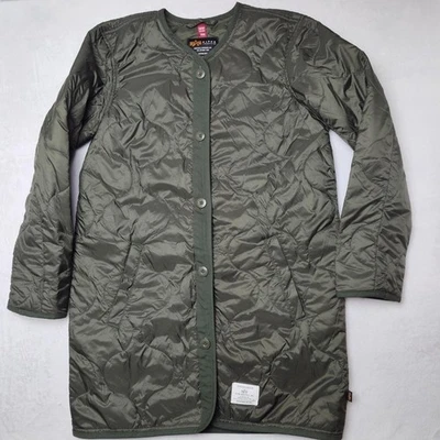 Chaqueta Alpha Industries Mujer XS Verde Acolchado Forro Abrigo Largo Nylon Militar Foto 1 de 4