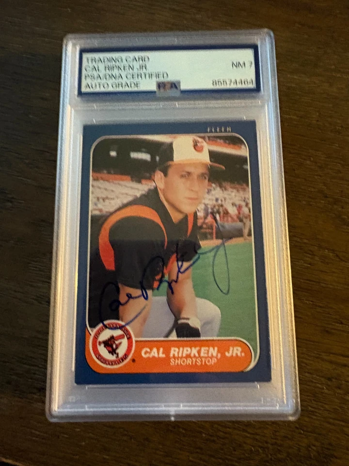 Cal Ripken Jr. Orioles 1986 Fleer signed autographed baseball card PSA 7 AUTO - Image 1 of 1