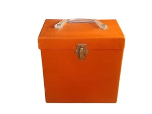 Vintage Amfile Platter-Pak #700 7" 45 Schallplatten Aufbewahrung Tragetasche orange mit Karten - Bild 1 von 7