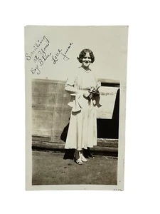 Antique Vintage Photo Woman Posing Inscribed "Smiling at you Boy Blue" - Picture 1 of 4