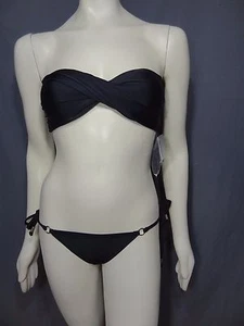 Express 2 piece swimwear black twist top string bikini bottom size S - Picture 1 of 6